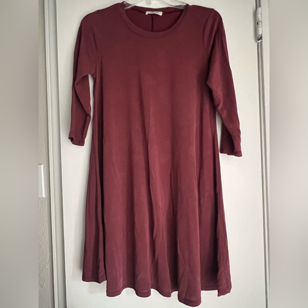 Long Sleeve Burgundy Dress